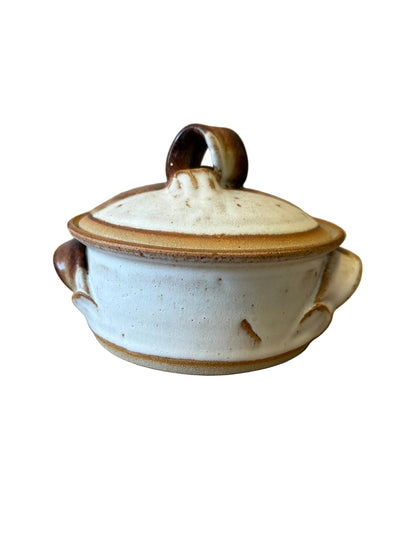 Lidded Stoneware Dish, Drip Glaze