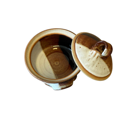 Lidded Stoneware Dish, Drip Glaze