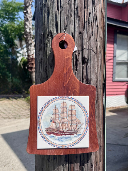 Wooden Nautical Ceramic Plate
