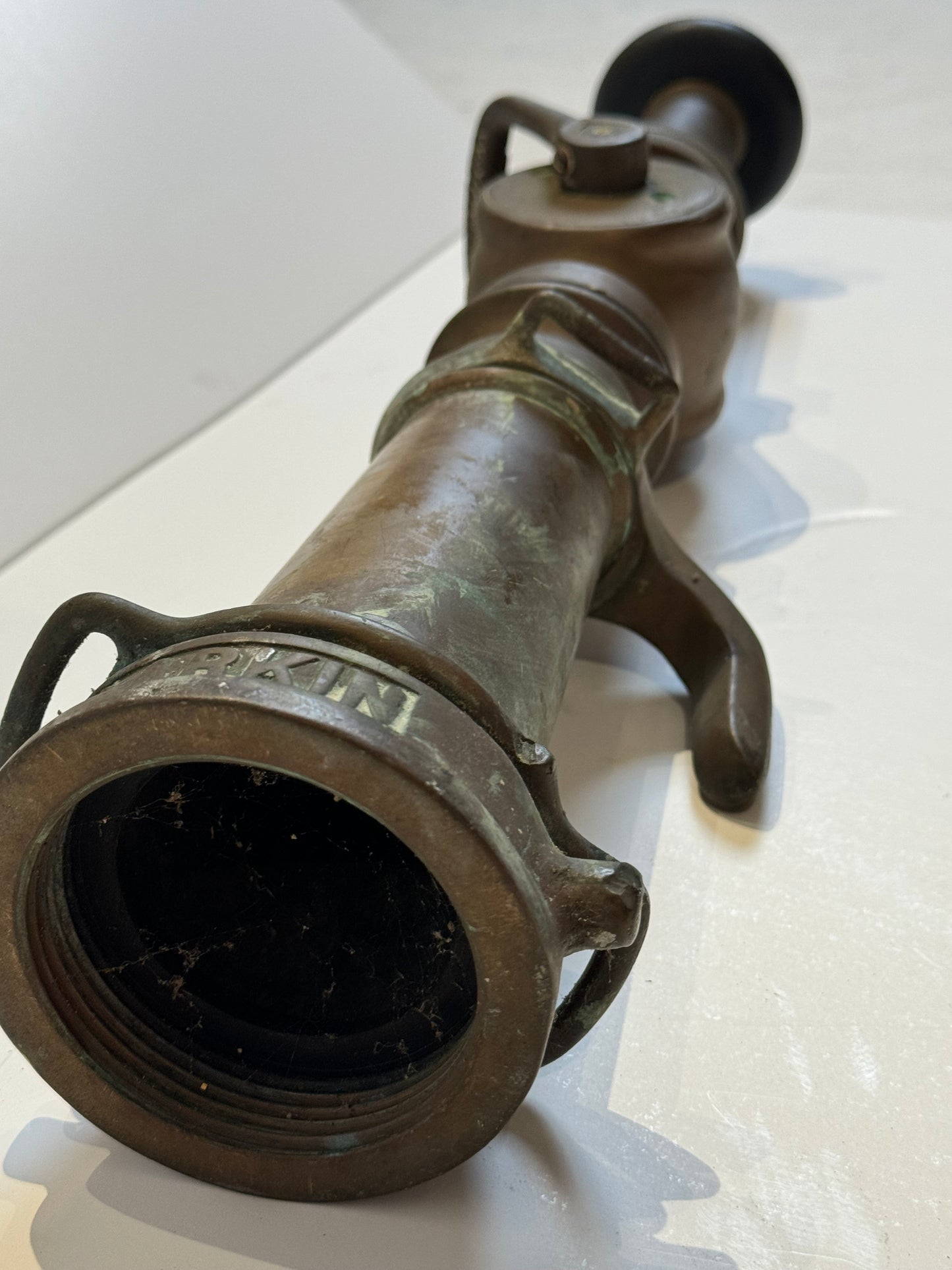 Antique Brass Fire Hose Nozzle by Larkin