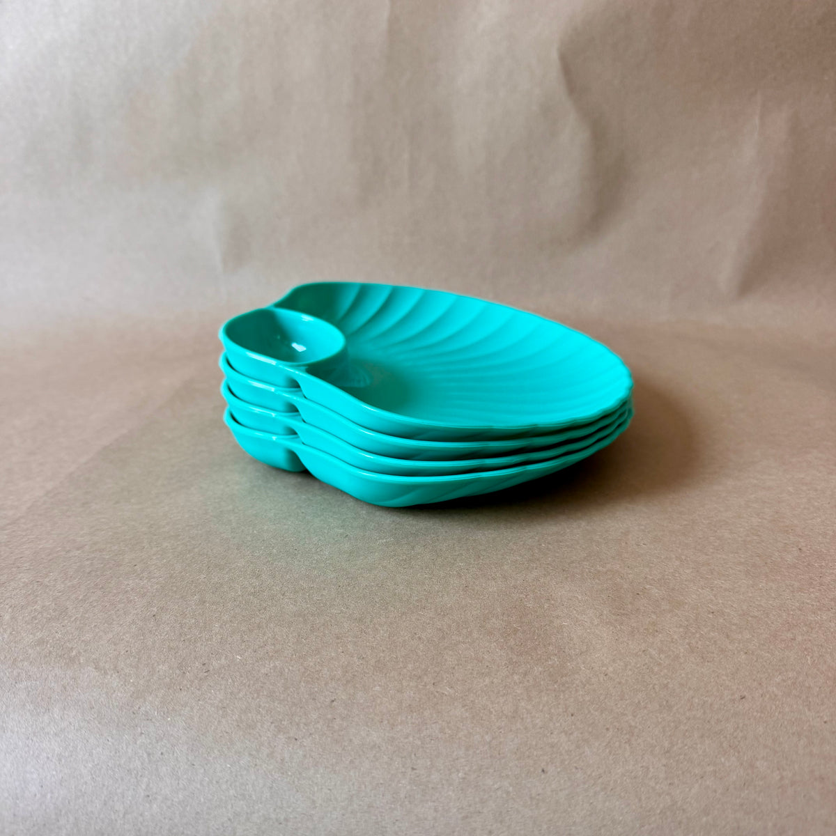 Turquoise Shell Chip-and-Dip Plates, Set of Four