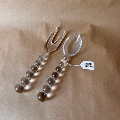 Beaded Lucite Salad Servers, Fork and Spoon