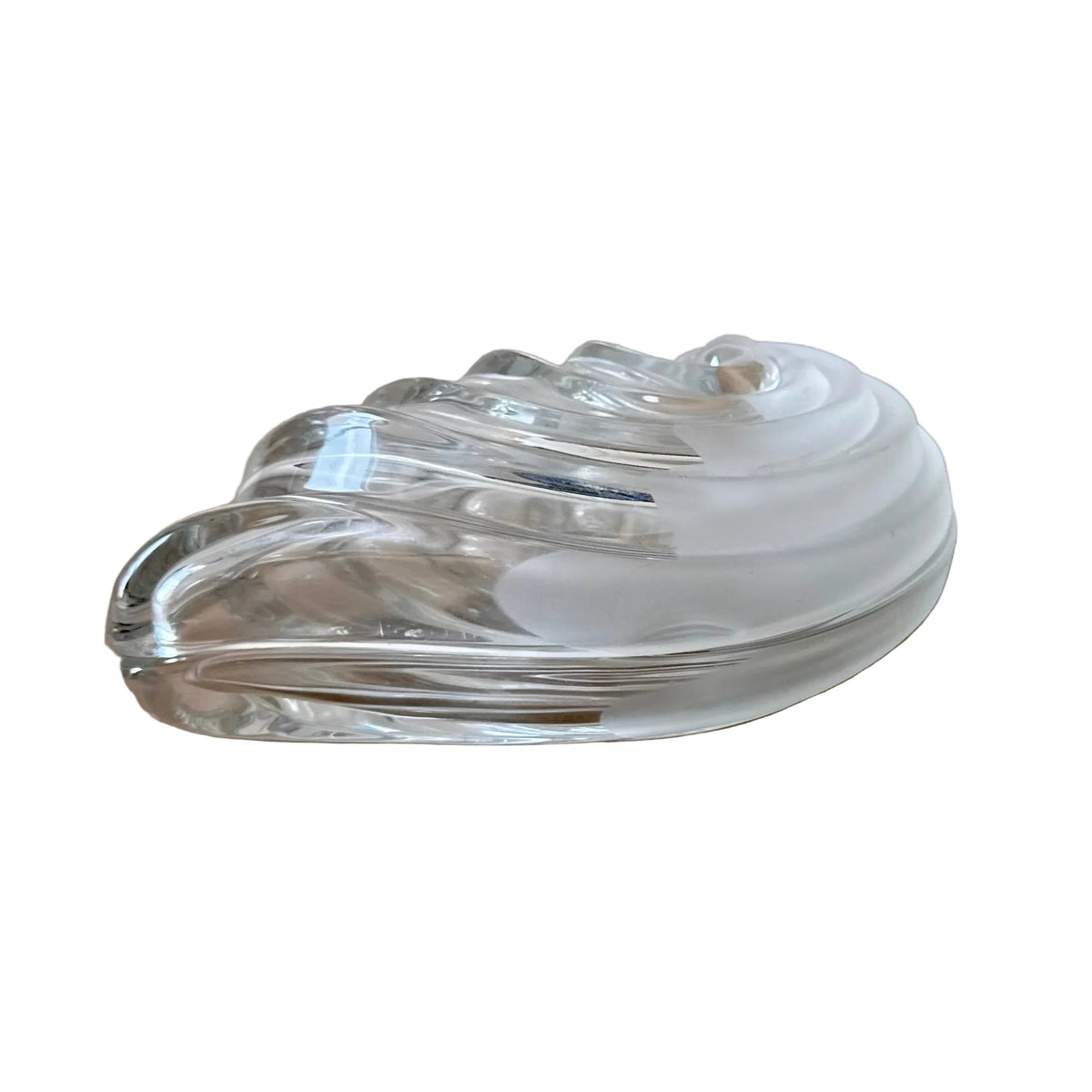 Frosted Glass Nautilus Shell Box, Lidded
