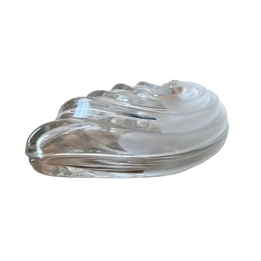 Frosted Glass Nautilus Shell Box, Lidded