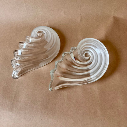 Frosted Glass Nautilus Shell Box, Lidded