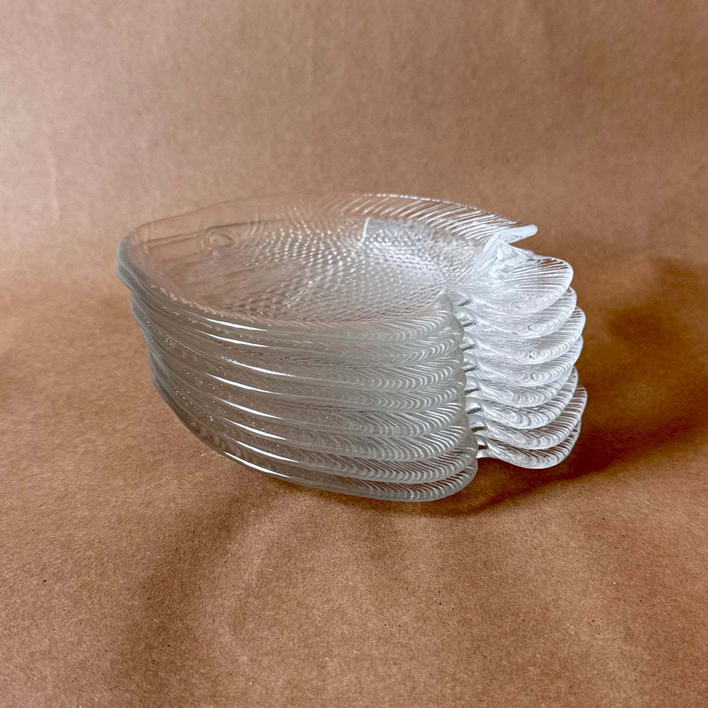 Clear Glass Fish Plates, Set of Two
