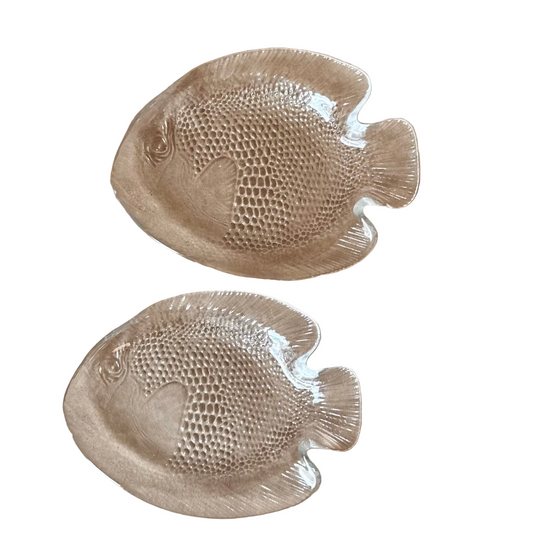 Clear Glass Fish Plates, Set of Two