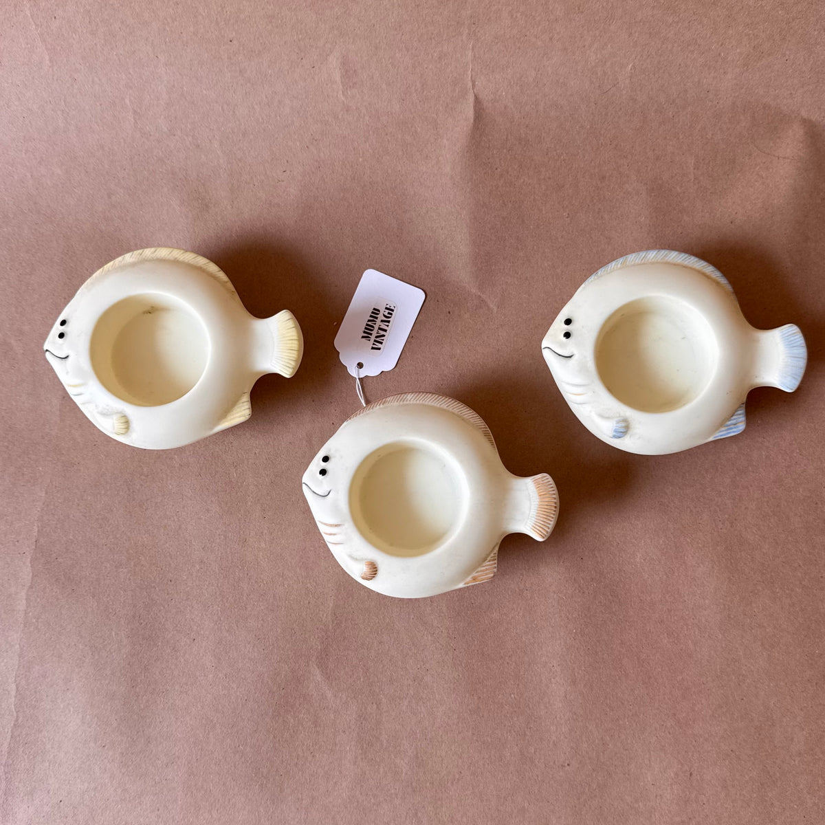 Ceramic Fish Tea Light Holders, Set of Three