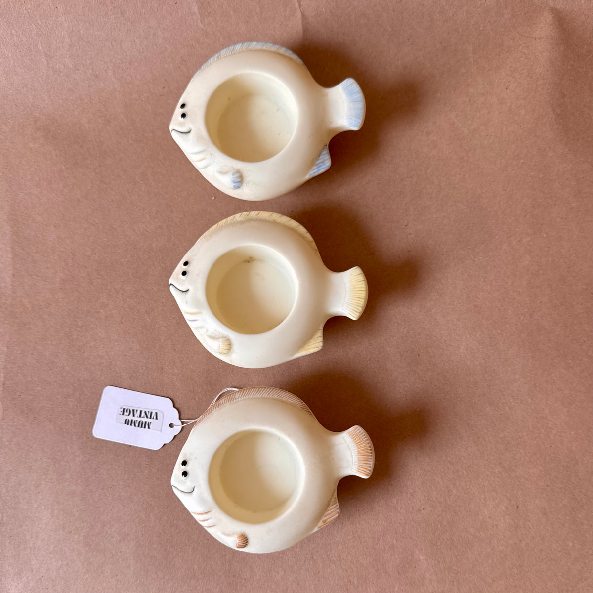 Ceramic Fish Tea Light Holders, Set of Three