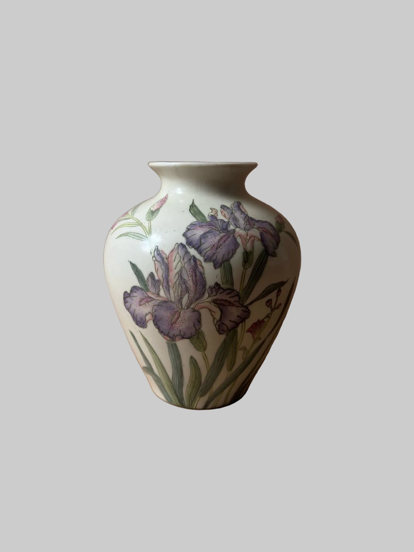 Vintage Hand-Painted Iris Porcelain Vase