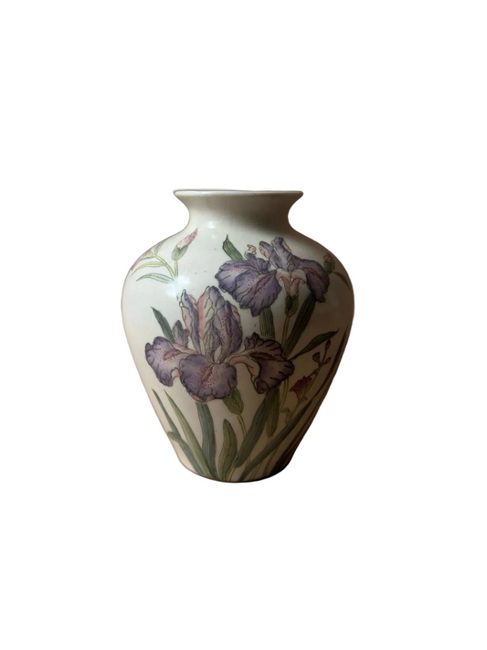 Vintage Hand-Painted Iris Porcelain Vase