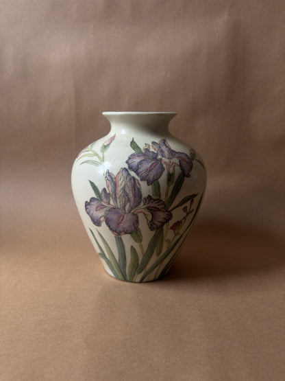 Vintage Hand-Painted Iris Porcelain Vase