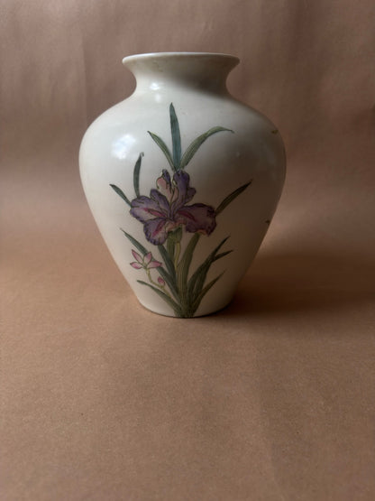 Vintage Hand-Painted Iris Porcelain Vase