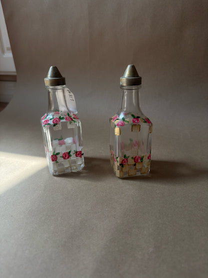 Vintage Hand-Painted Rose Cruet Set
