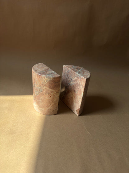 Vintage Rose Marble Bookends