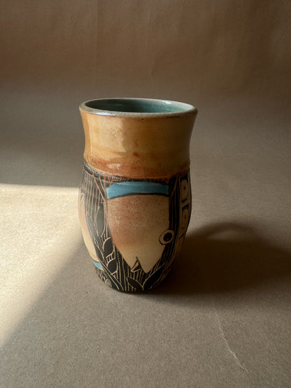 Vintage Sgraffito Studio Pottery Mug