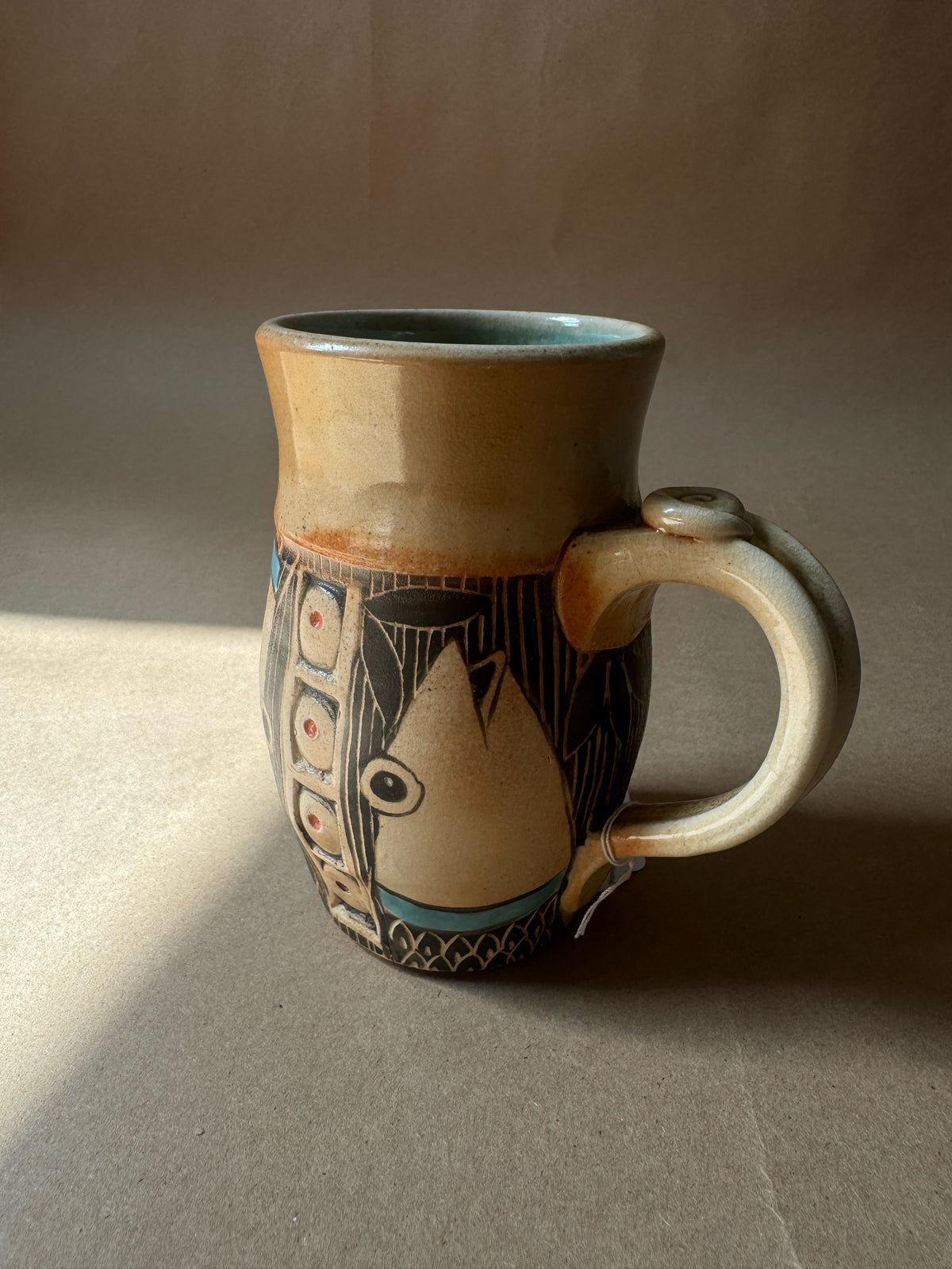 Vintage Sgraffito Studio Pottery Mug