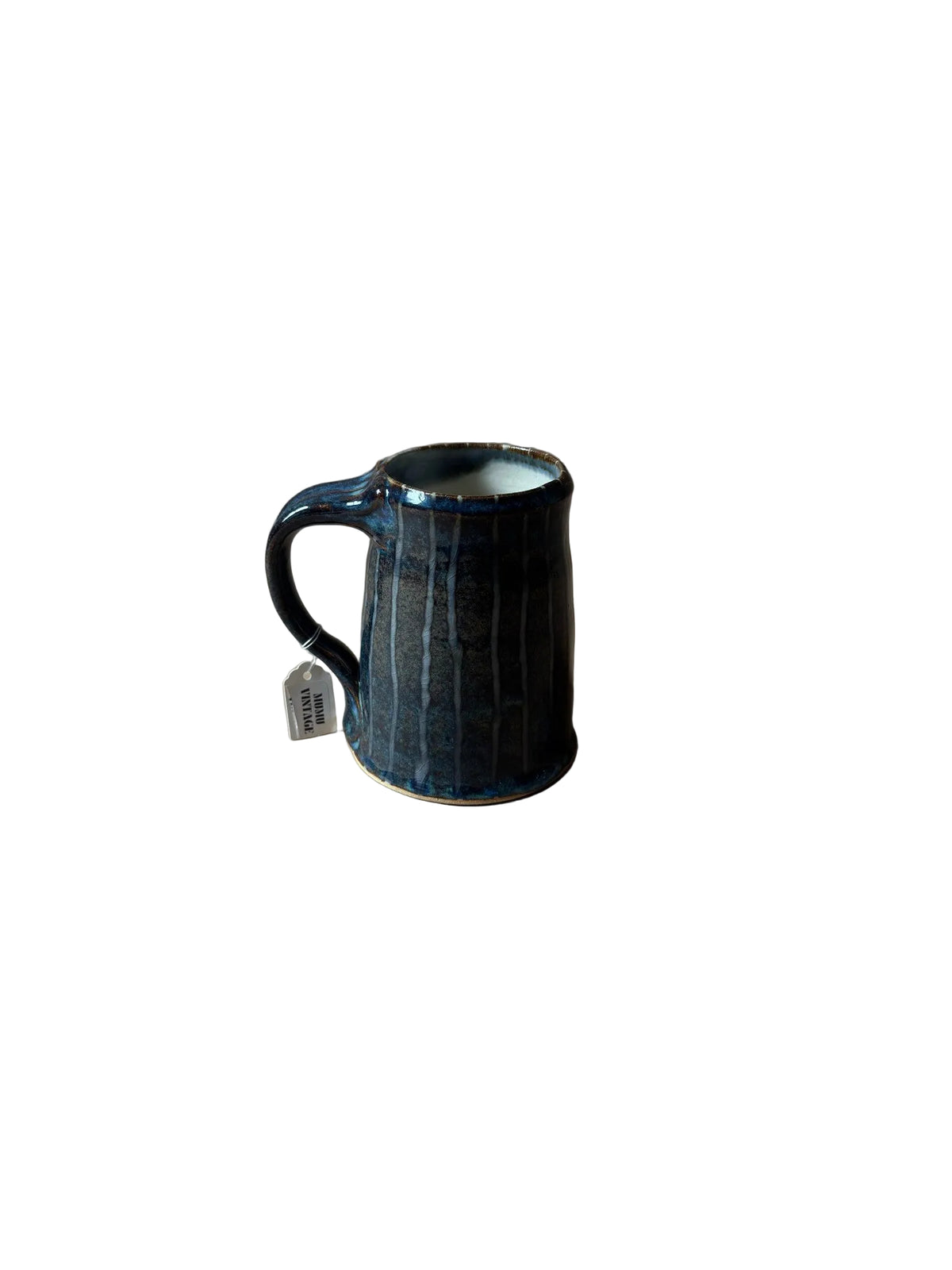 Vintage Blue Drip-Glaze Studio Pottery Tankard