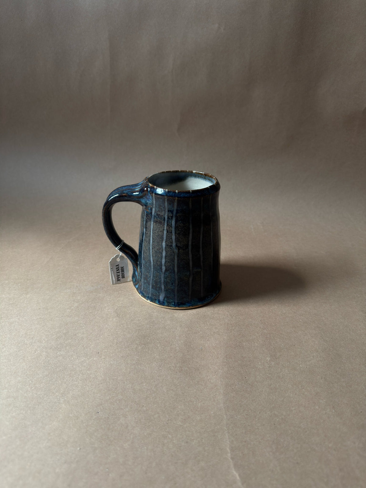 Vintage Blue Drip-Glaze Studio Pottery Tankard
