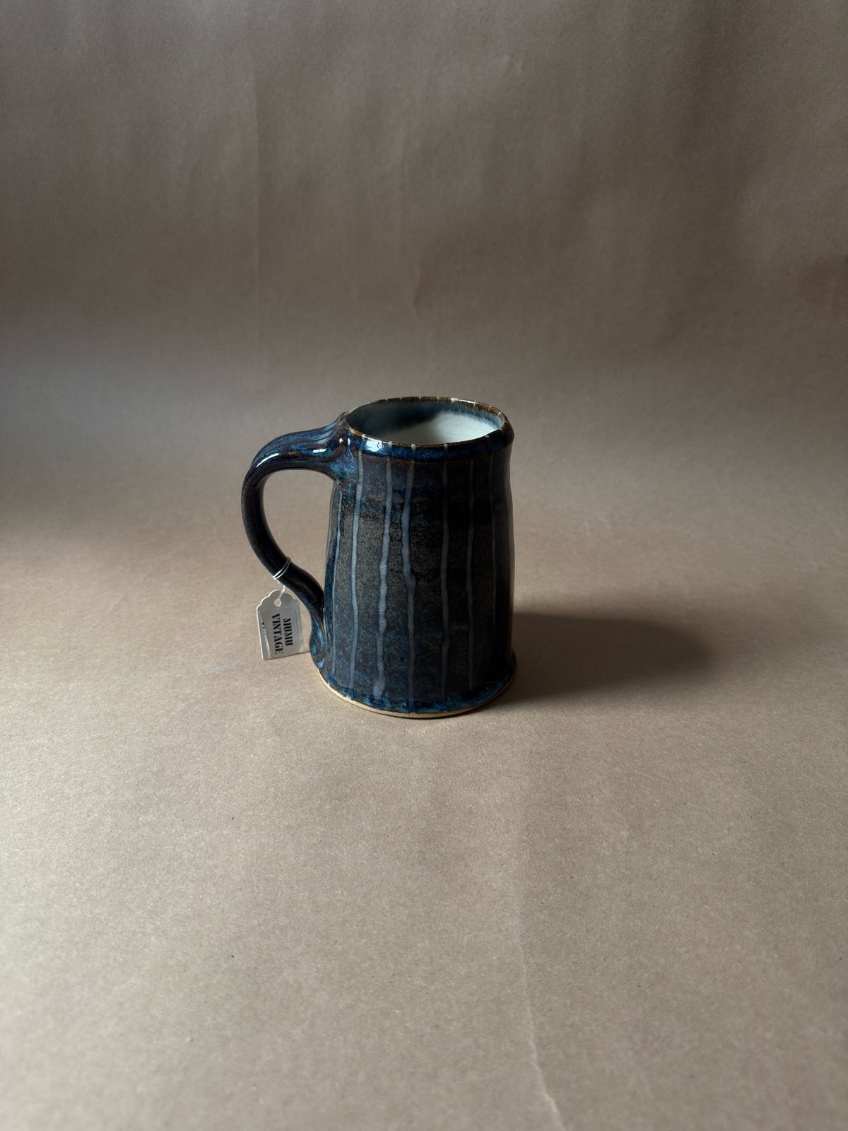 Vintage Blue Drip-Glaze Studio Pottery Tankard