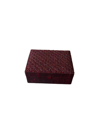 Vintage Beaded Silk Jewelry Box
