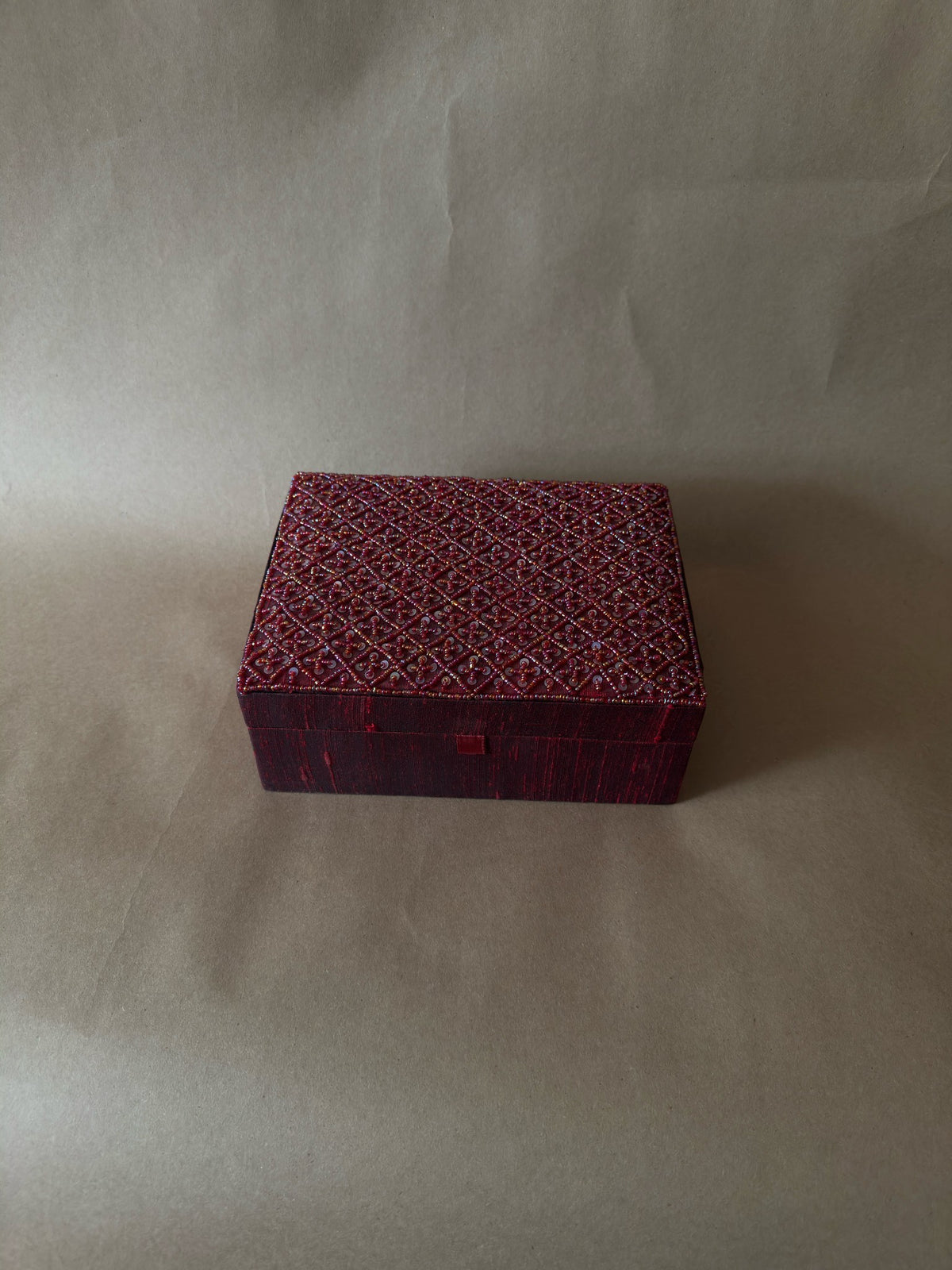 Vintage Beaded Silk Jewelry Box