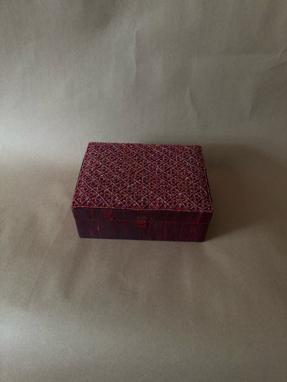 Vintage Beaded Silk Jewelry Box