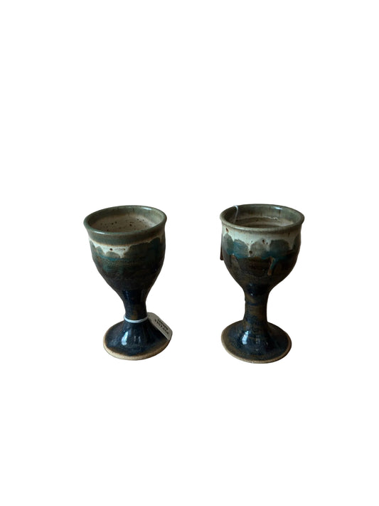 Vintage Studio Pottery Goblets, Pair