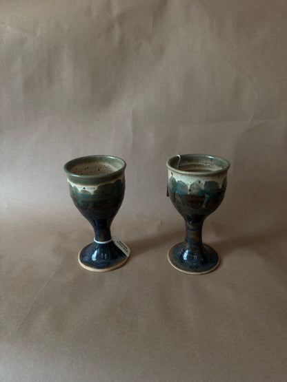 Vintage Studio Pottery Goblets, Pair