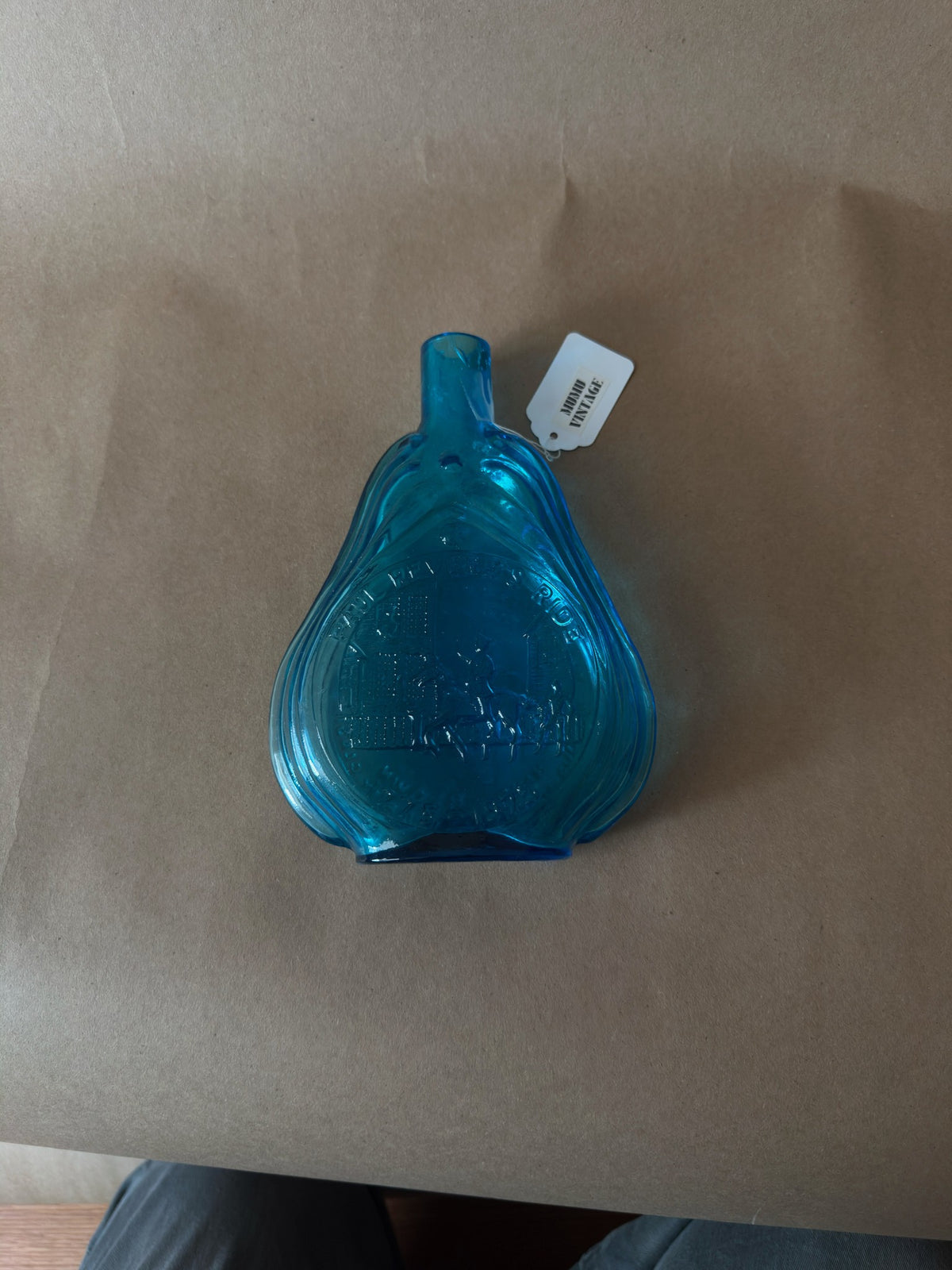 Vintage Embossed Figural Glass Flask
