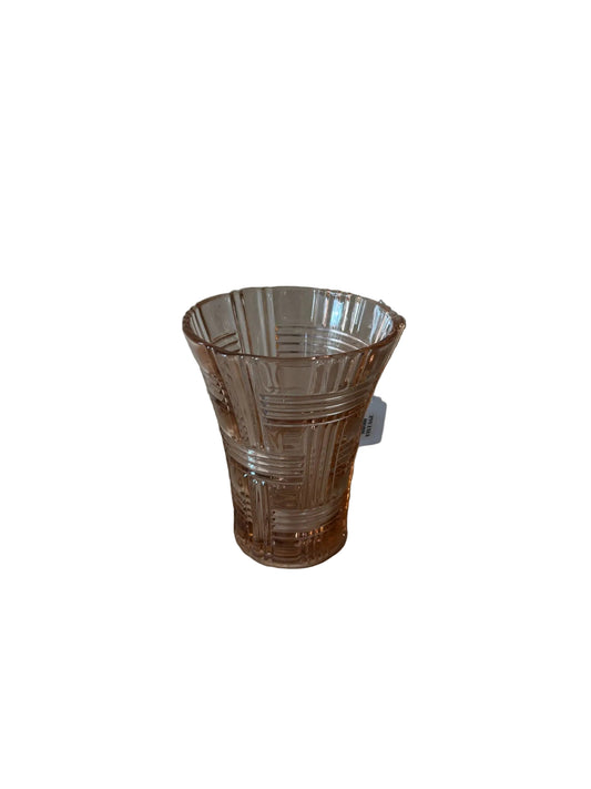 Vintage Pink Cut-Glass Vase