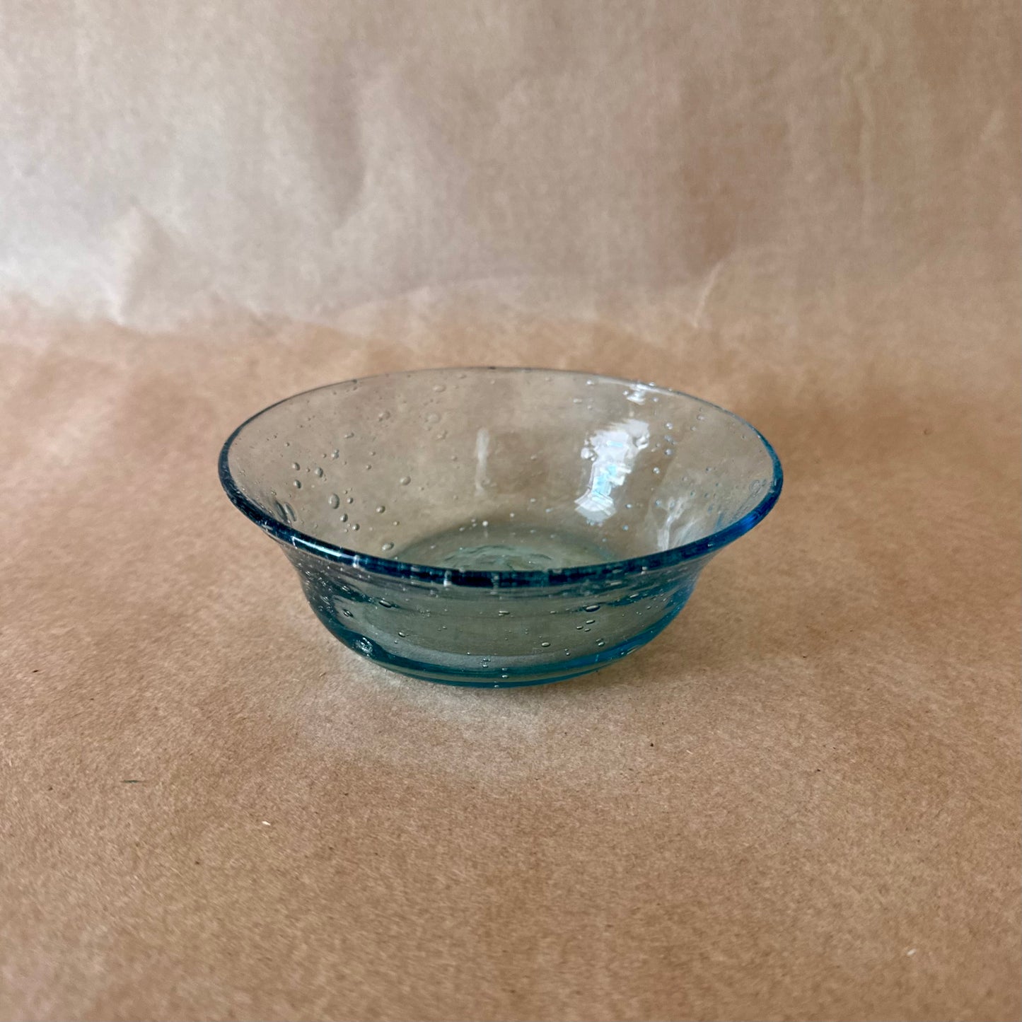 Hand-Blown Bubble Glass Bowl, Pale Aqua