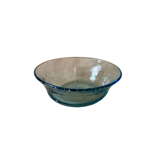 Hand-Blown Bubble Glass Bowl, Pale Aqua
