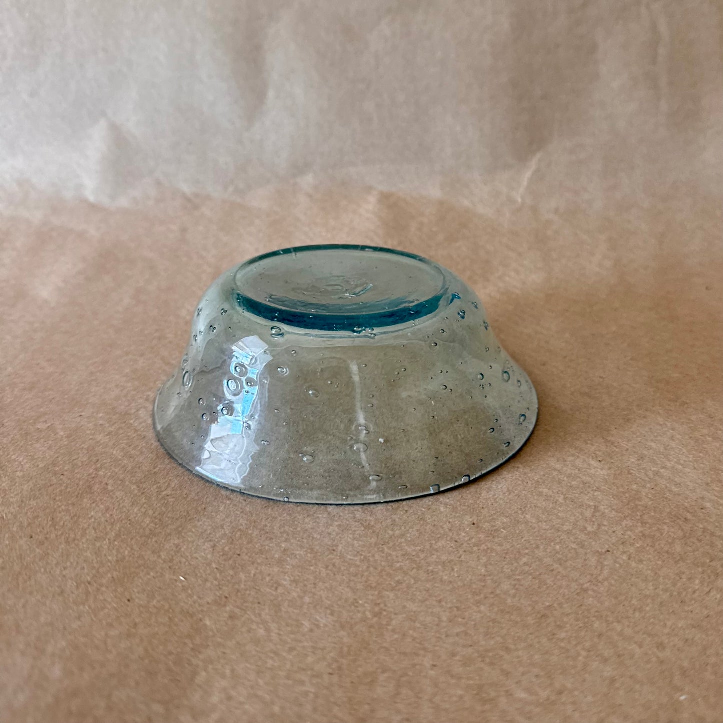 Hand-Blown Bubble Glass Bowl, Pale Aqua