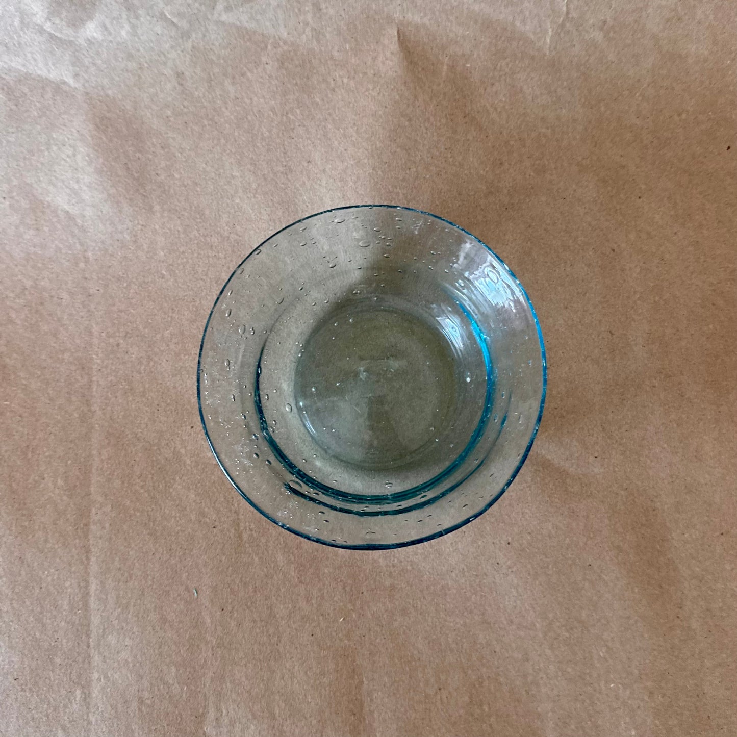 Hand-Blown Bubble Glass Bowl, Pale Aqua