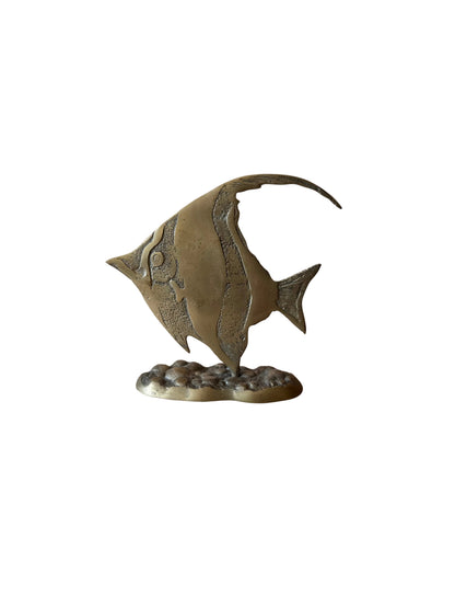 Brass Angelfish Sculpture on Coral Base