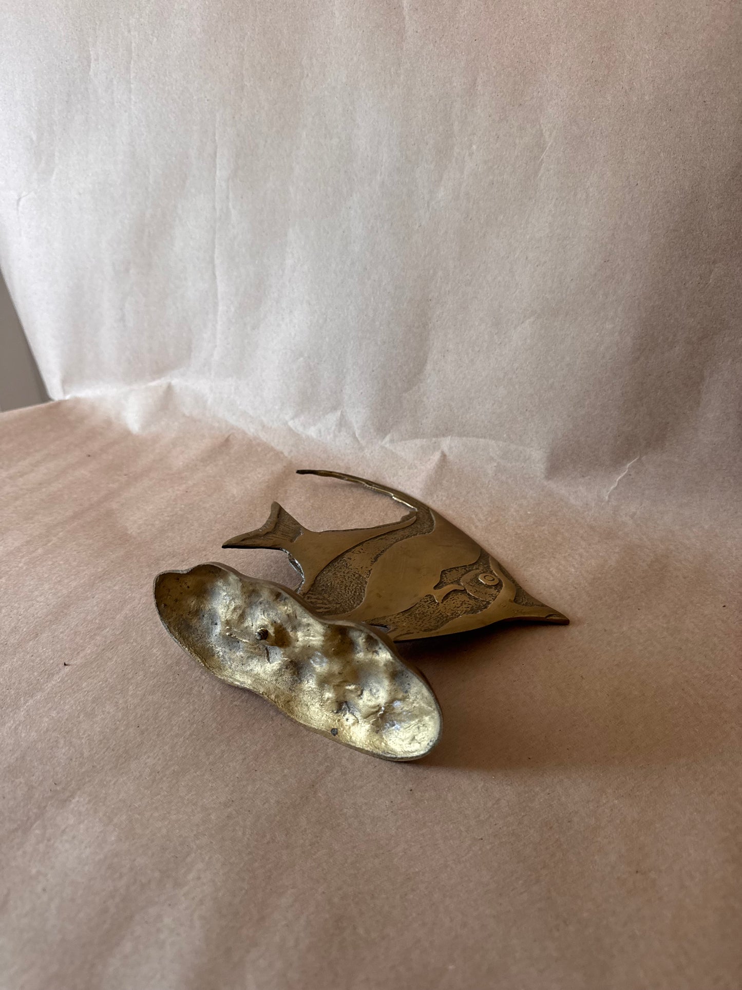 Brass Angelfish Sculpture on Coral Base