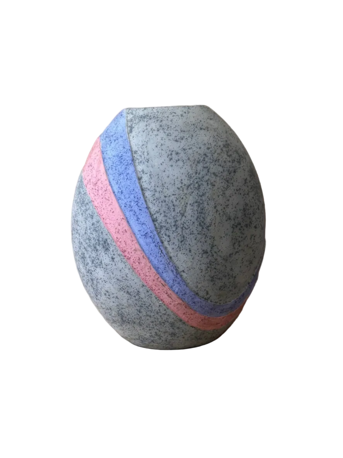 Speckled Studio Vase with Pink and Blue Bands, Signed