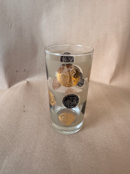 Ancient Coin Frosted Highball Glasses, Set of 2