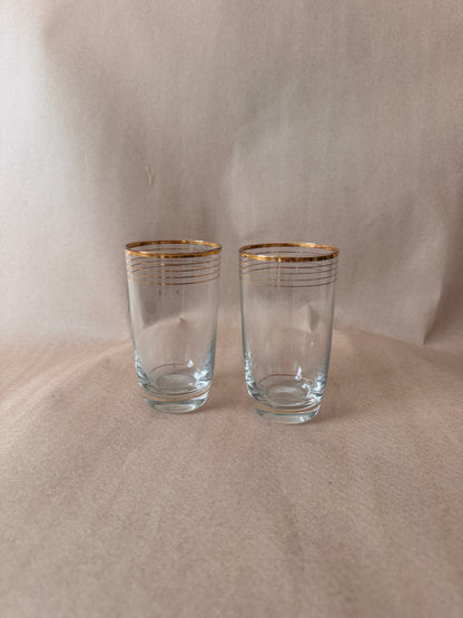 Gold Banded Ring Tumblers, Pair