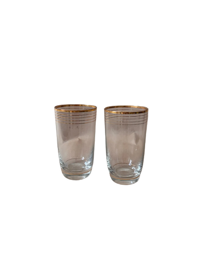 Gold Banded Ring Tumblers, Pair