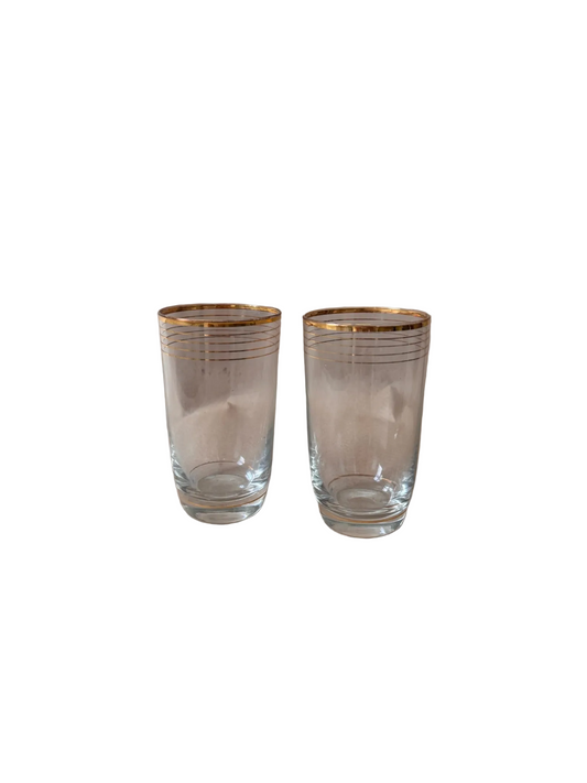 Gold Banded Ring Tumblers, Pair