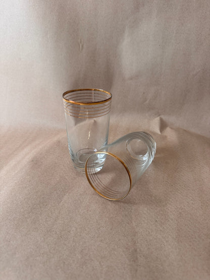 Gold Banded Ring Tumblers, Pair