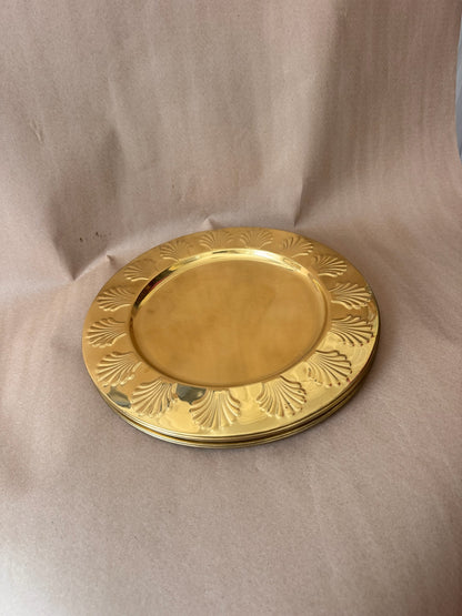 Brass Shell-Rim Chargers, Set of Four