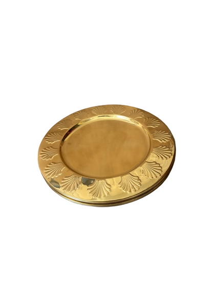 Brass Shell-Rim Chargers, Set of Four