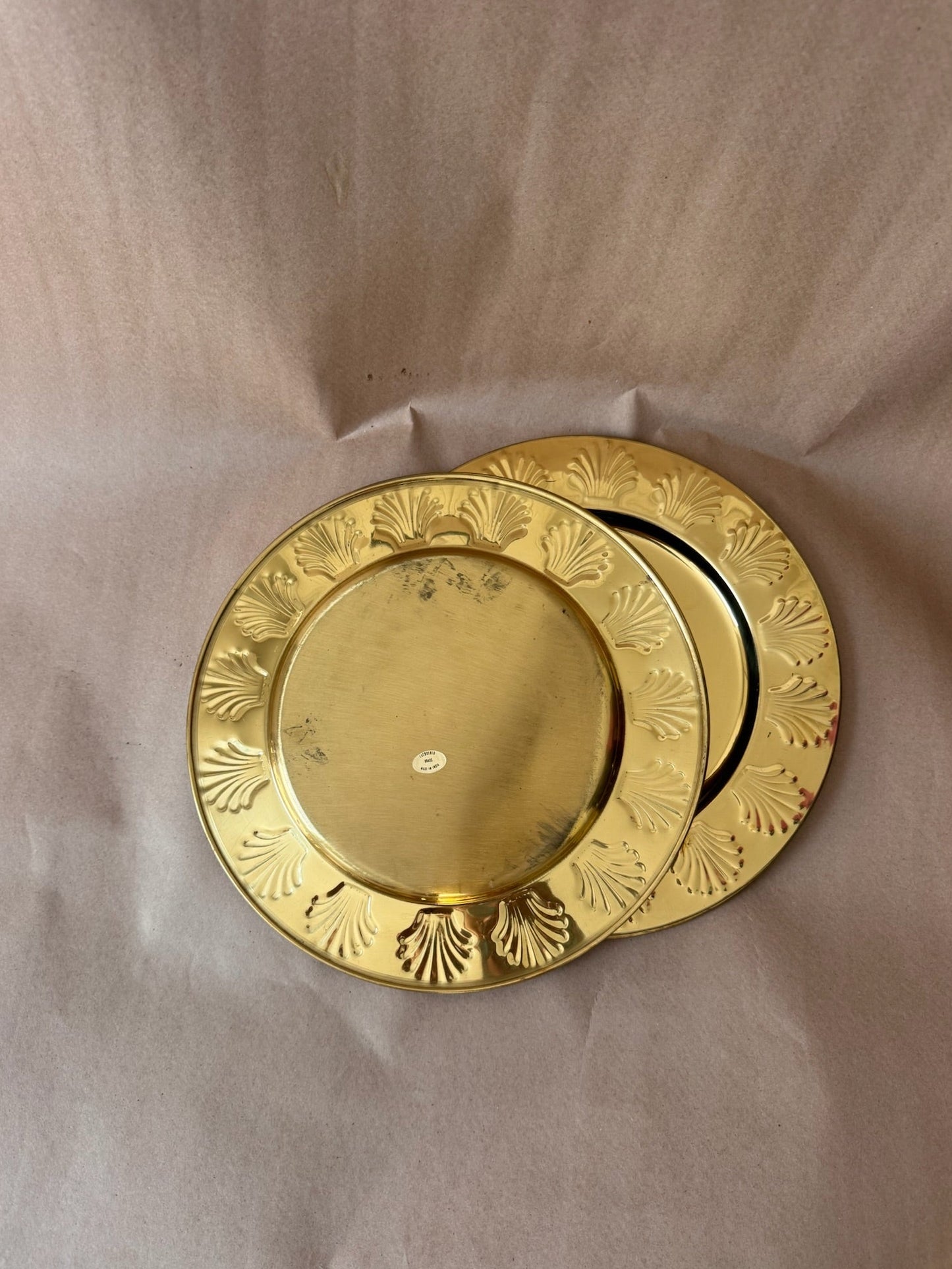 Brass Shell-Rim Chargers, Set of Four