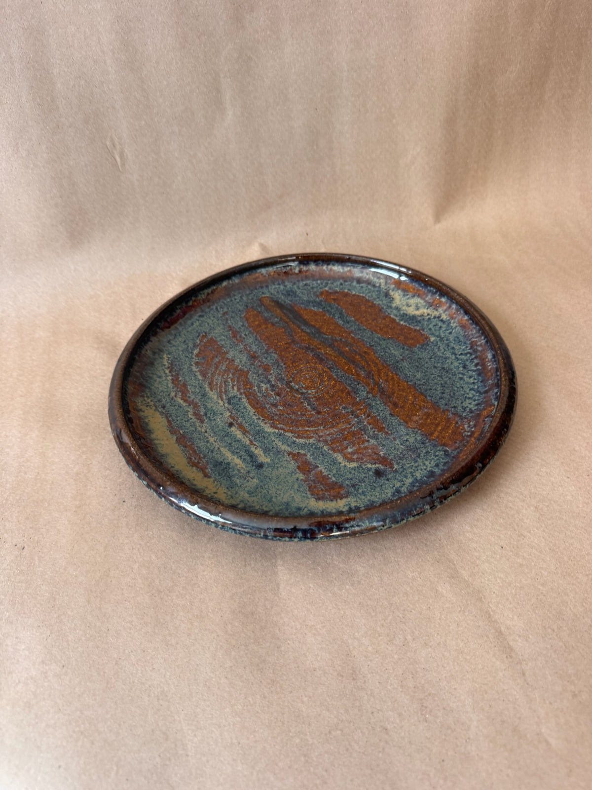Dark Glazed Studio Pottery Dish