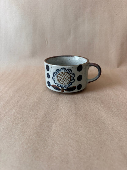 Speckled Stoneware Sunflower Soup Mug