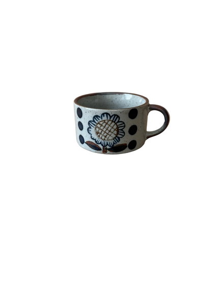 Speckled Stoneware Sunflower Soup Mug