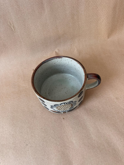 Speckled Stoneware Sunflower Soup Mug